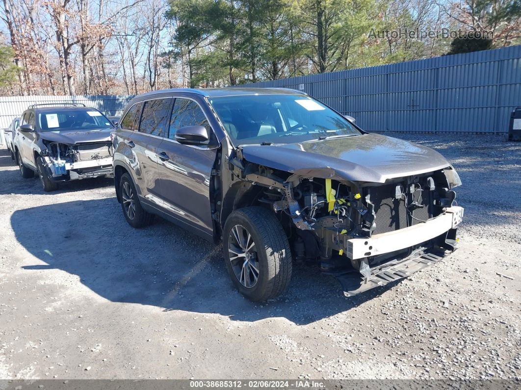 2016 Toyota Highlander Xle V6 Gray vin: 5TDJKRFH3GS239534