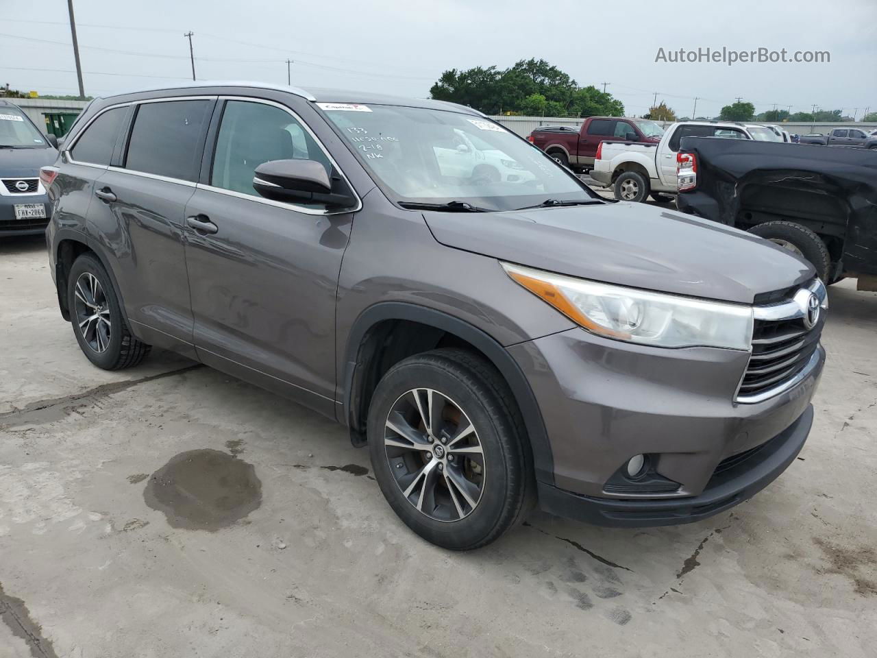 2016 Toyota Highlander Xle Gray vin: 5TDJKRFH3GS504131