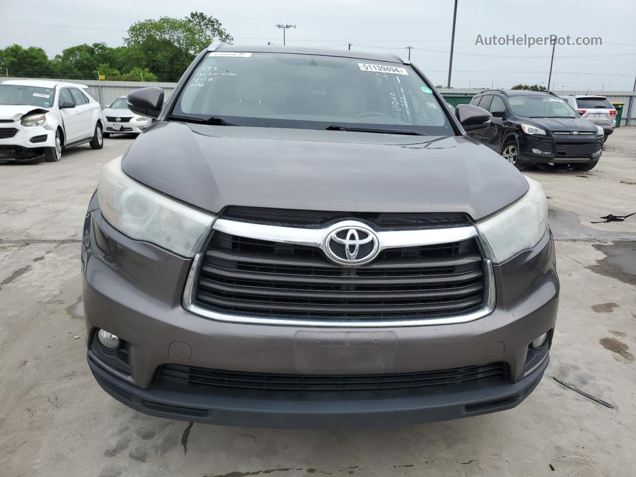 2016 Toyota Highlander Xle Серый vin: 5TDJKRFH3GS504131