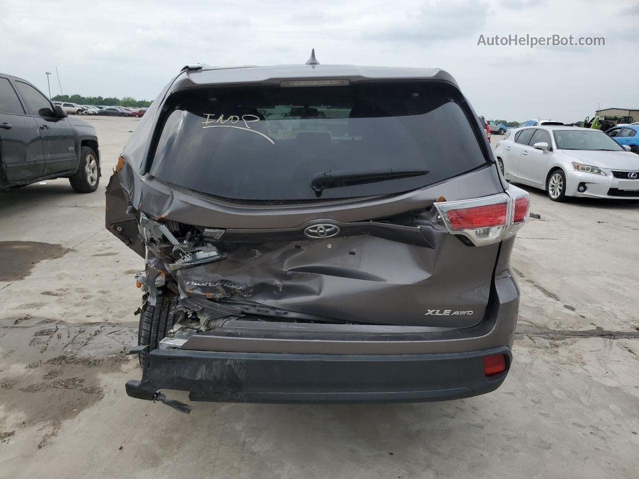 2016 Toyota Highlander Xle Серый vin: 5TDJKRFH3GS504131