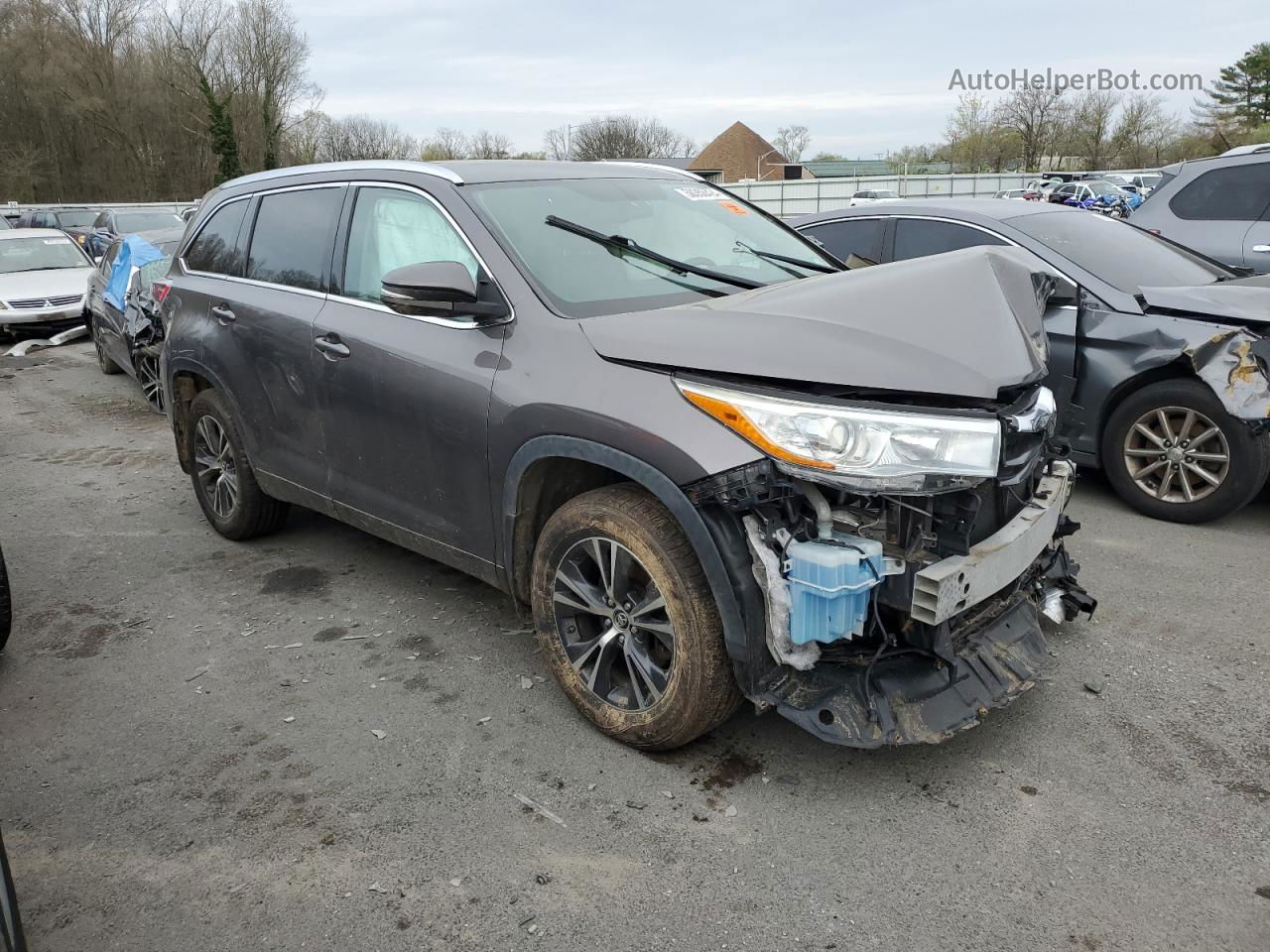 2016 Toyota Highlander Xle Gray vin: 5TDJKRFH4GS250803