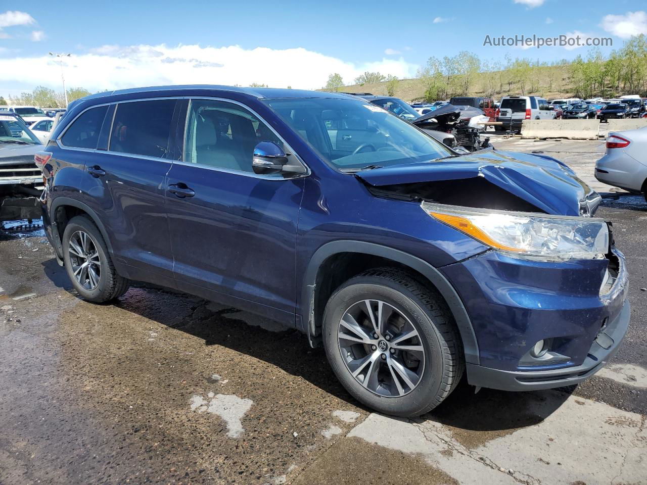 2016 Toyota Highlander Xle Blue vin: 5TDJKRFH4GS335642