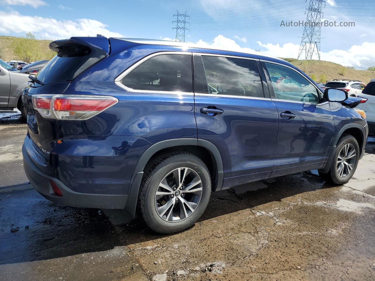 2016 Toyota Highlander Xle Blue vin: 5TDJKRFH4GS335642