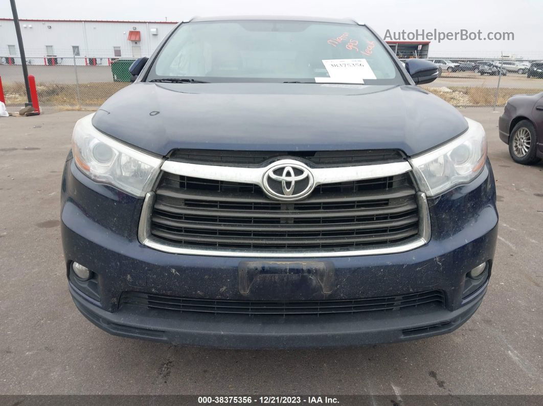 2016 Toyota Highlander Xle V6 Blue vin: 5TDJKRFH4GS345619