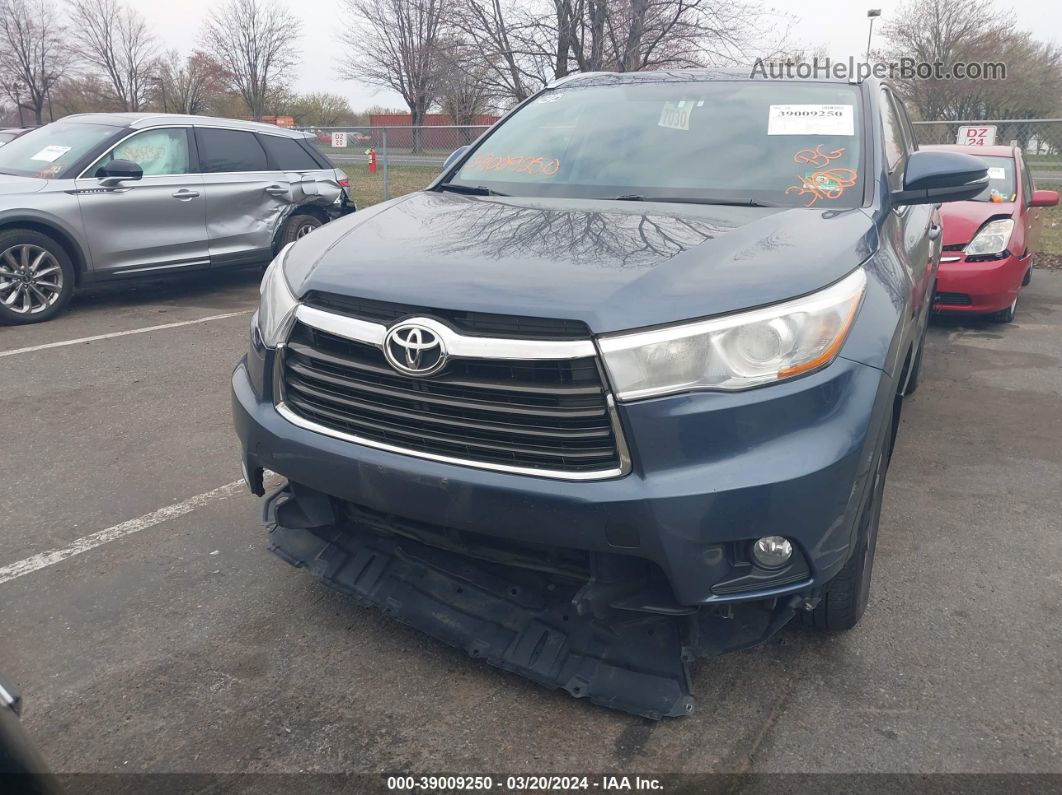 2016 Toyota Highlander Xle V6 Blue vin: 5TDJKRFH4GS502548