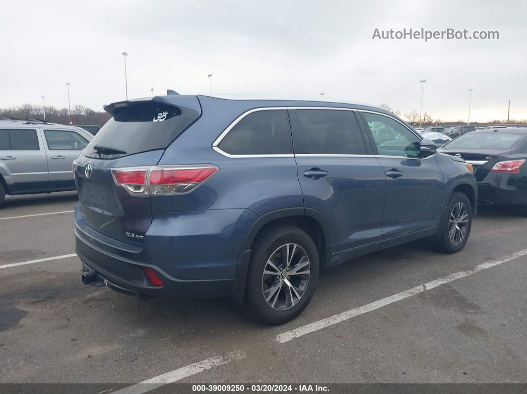 2016 Toyota Highlander Xle V6 Blue vin: 5TDJKRFH4GS502548