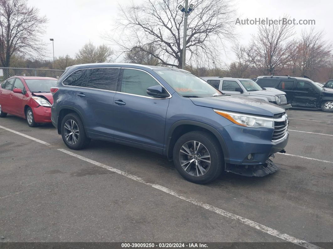 2016 Toyota Highlander Xle V6 Blue vin: 5TDJKRFH4GS502548