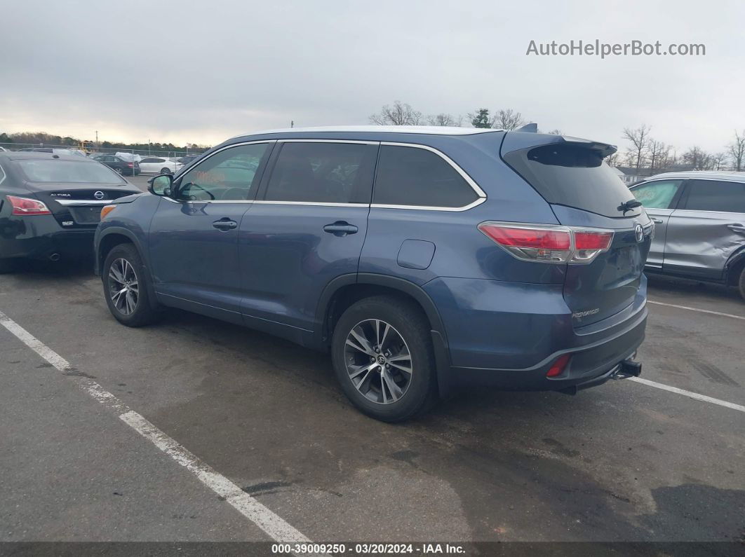 2016 Toyota Highlander Xle V6 Blue vin: 5TDJKRFH4GS502548