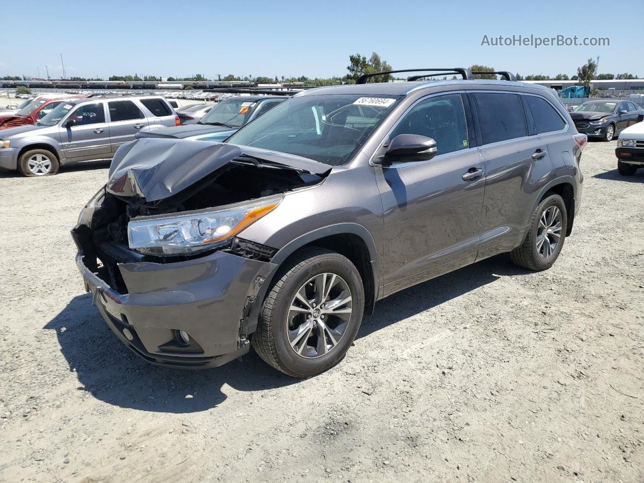 2016 Toyota Highlander Xle Gray vin: 5TDJKRFH5GS353373