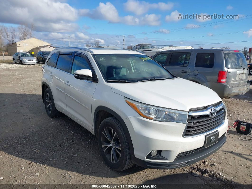 2016 Toyota Highlander Xle V6 White vin: 5TDJKRFH7GS307642