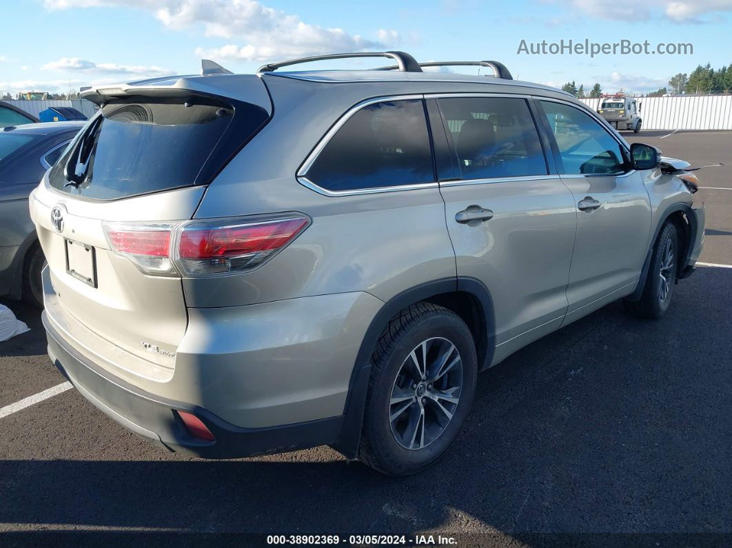 2016 Toyota Highlander Xle V6 Gold vin: 5TDJKRFH9GS293873