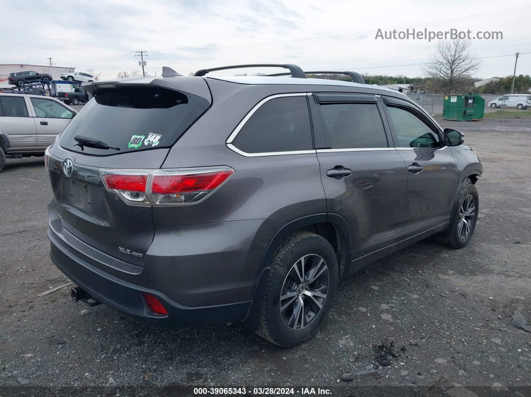 2016 Toyota Highlander Xle V6 Gray vin: 5TDJKRFHXGS242219