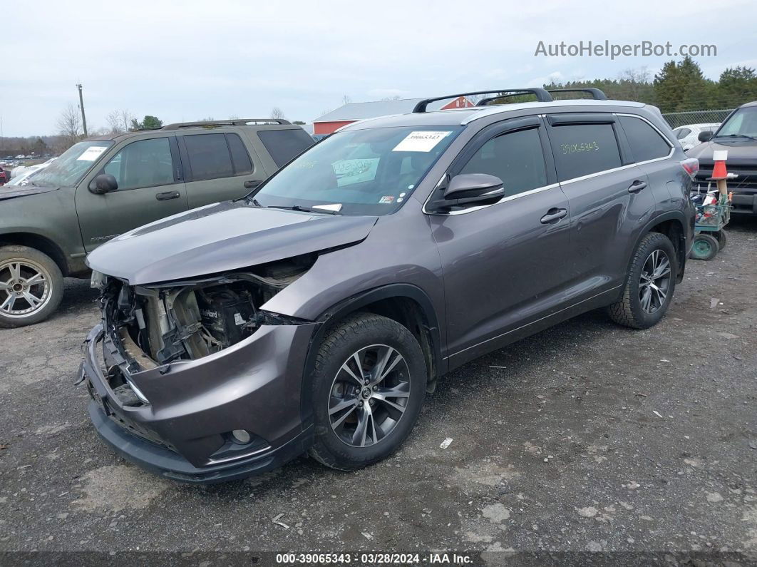 2016 Toyota Highlander Xle V6 Gray vin: 5TDJKRFHXGS242219