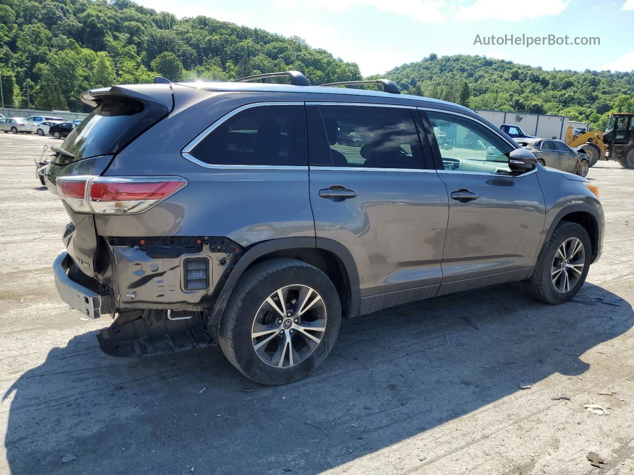 2016 Toyota Highlander Xle Charcoal vin: 5TDJKRFHXGS292375