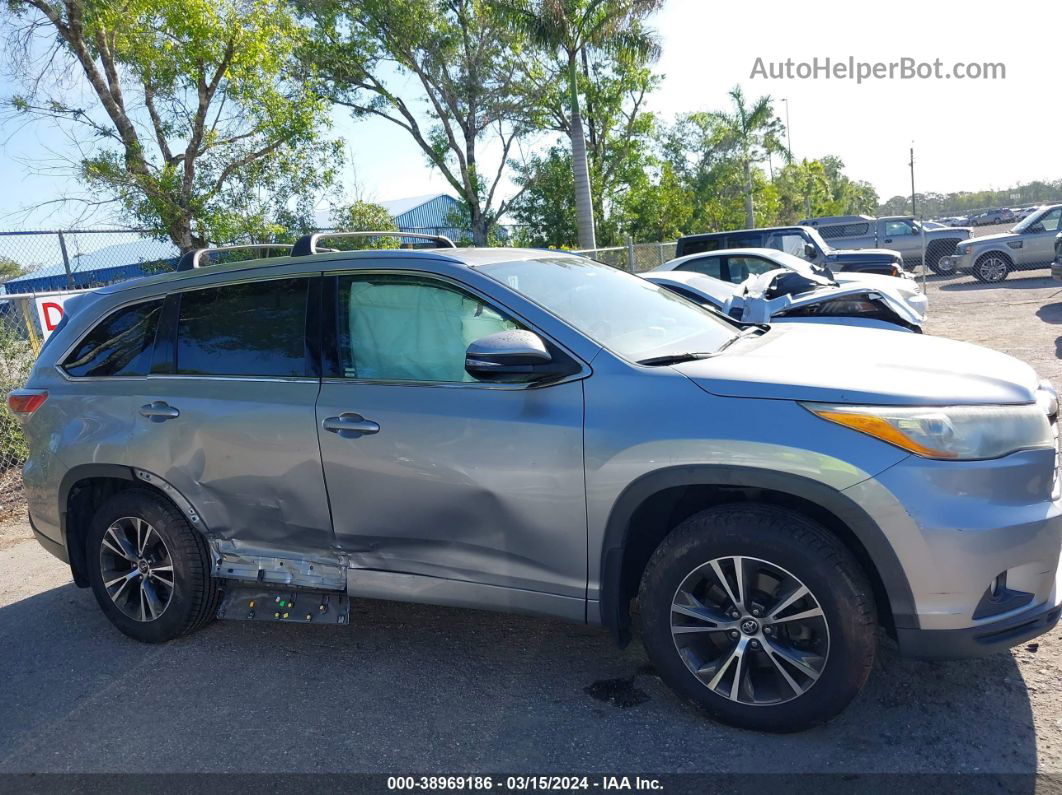 2016 Toyota Highlander Xle V6 Silver vin: 5TDJKRFHXGS306632