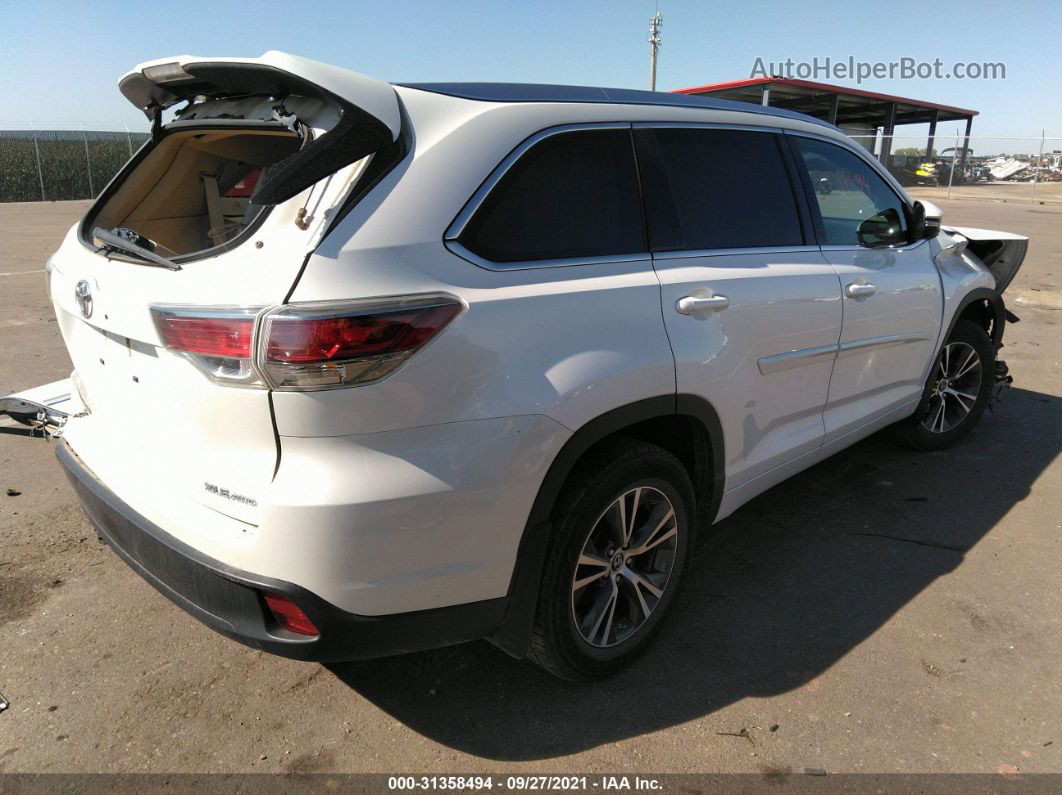 2016 Toyota Highlander Xle Белый vin: 5TDJKRFHXGS315928