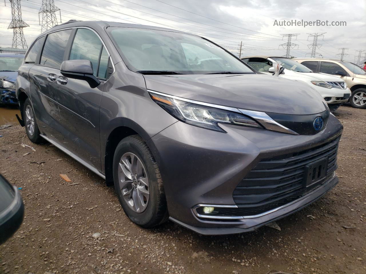 2022 Toyota Sienna Xle Серый vin: 5TDJSKFC4NS065420