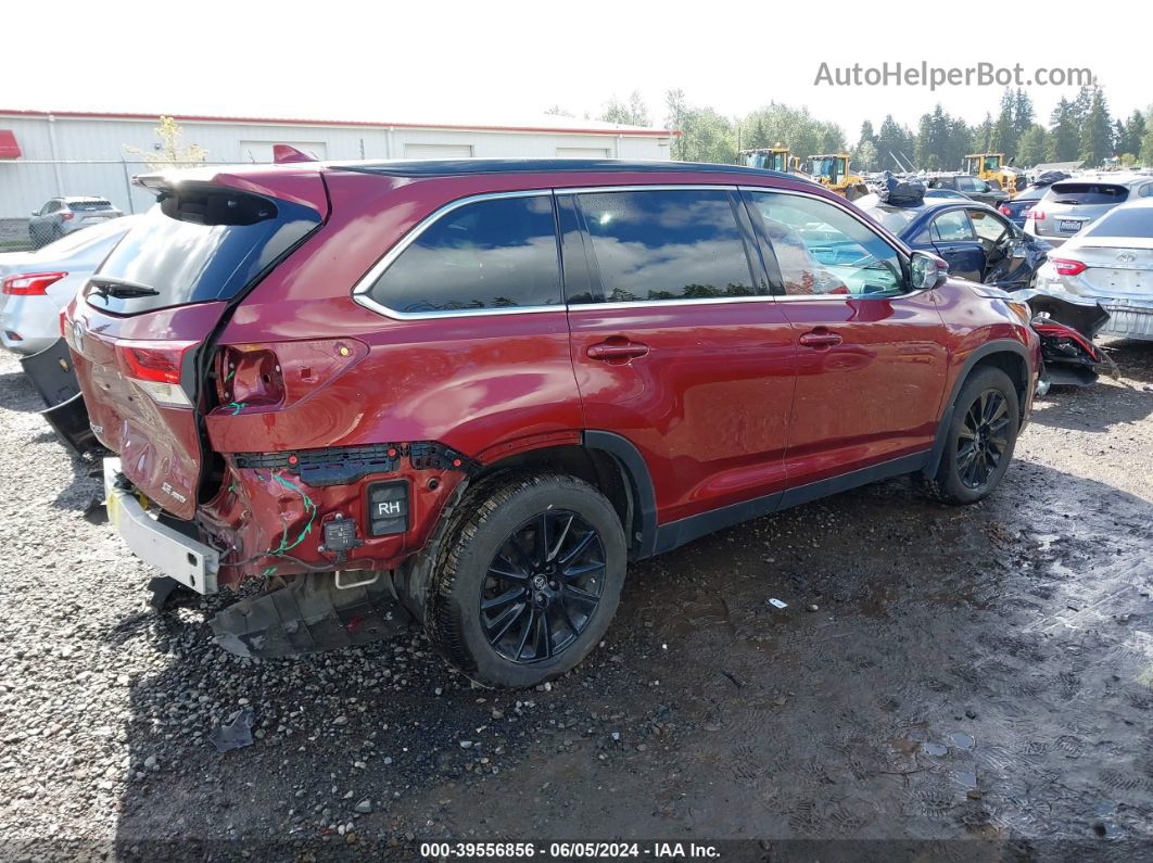 2019 Toyota Highlander Se Red vin: 5TDJZRFH2KS625172