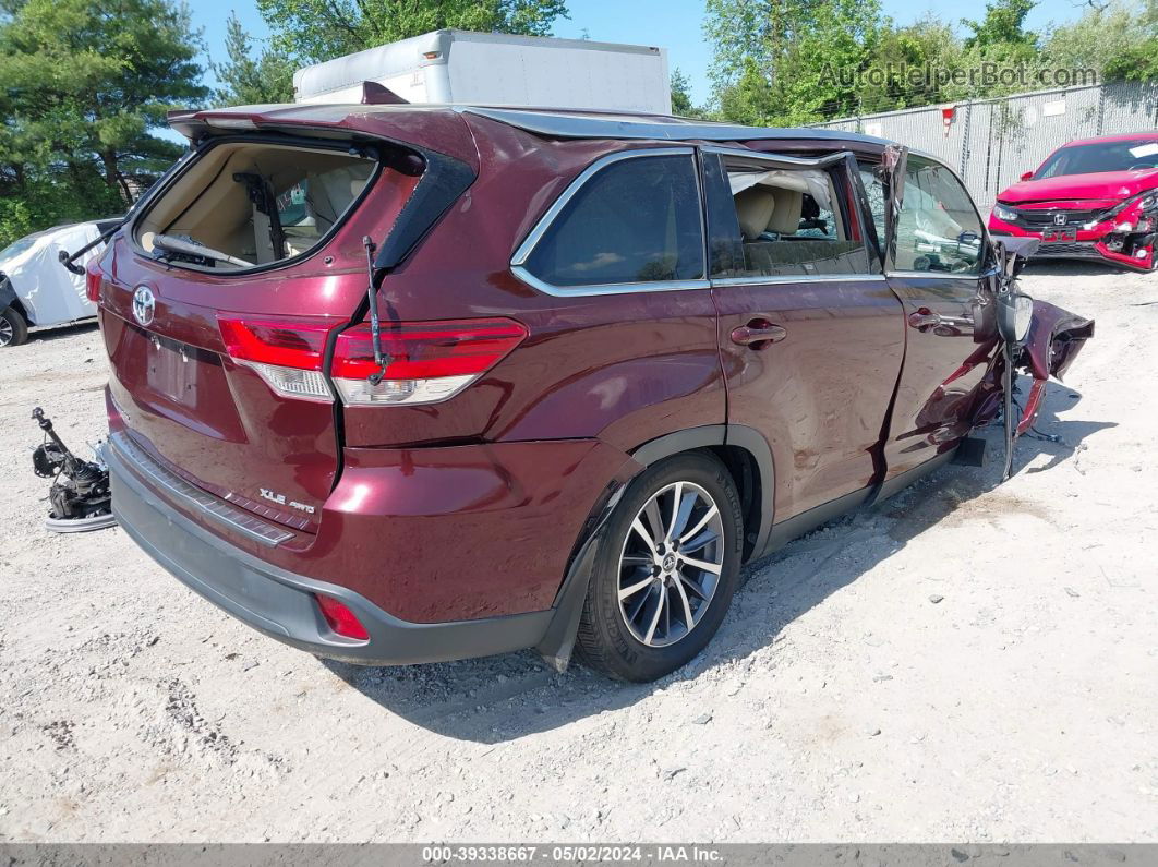 2019 Toyota Highlander Xle Red vin: 5TDJZRFH2KS923284