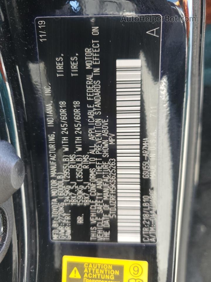 2019 Toyota Highlander Se Black vin: 5TDJZRFH5KS625263