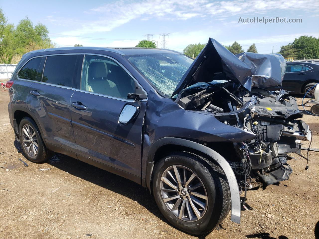 2019 Toyota Highlander Se Blue vin: 5TDJZRFH5KS965190