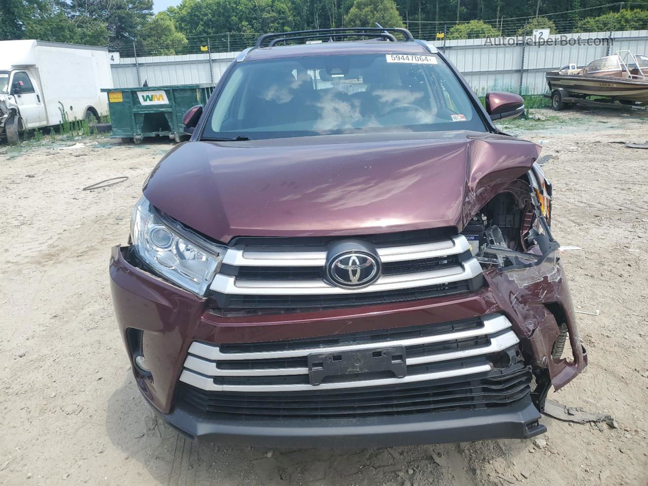 2019 Toyota Highlander Se Burgundy vin: 5TDJZRFH6KS740213