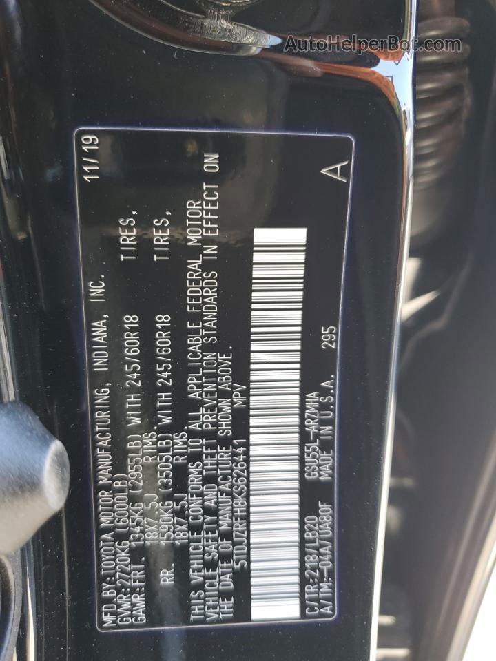 2019 Toyota Highlander Se Charcoal vin: 5TDJZRFH8KS626441