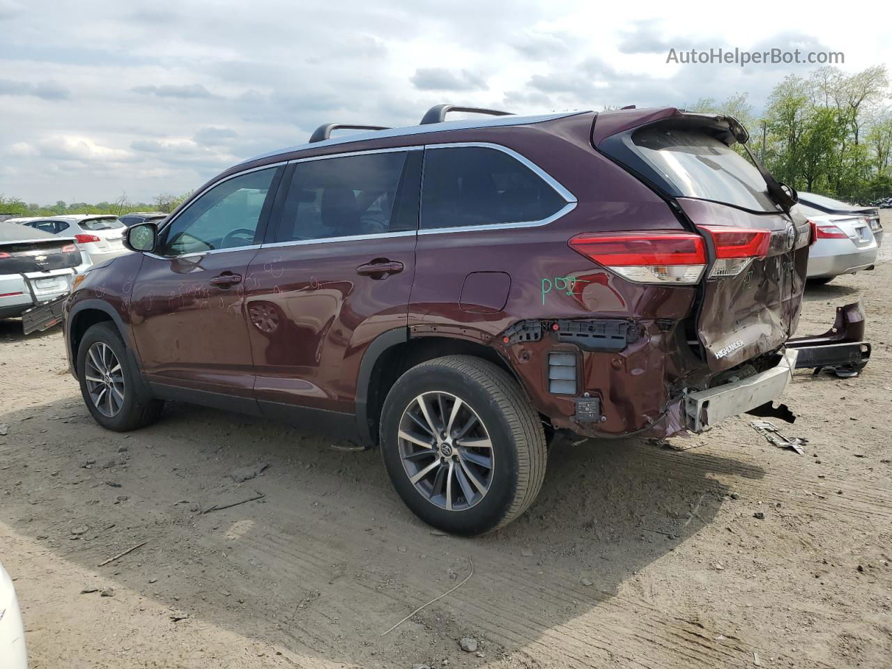 2019 Toyota Highlander Se Бордовый vin: 5TDJZRFHXKS729778