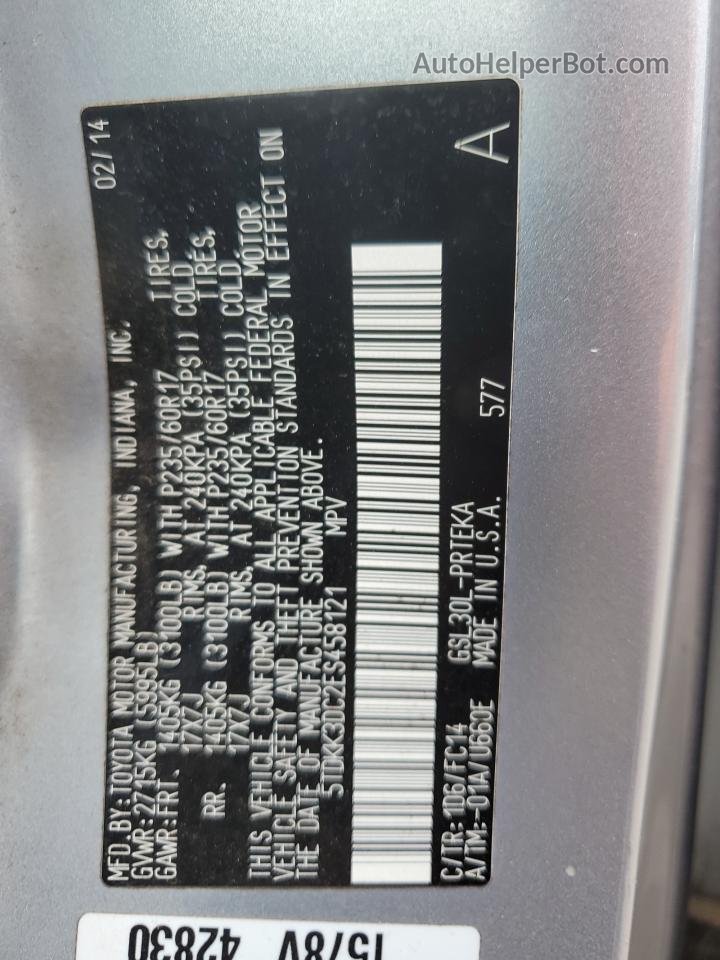 2014 Toyota Sienna Le Gray vin: 5TDKK3DC2ES458121