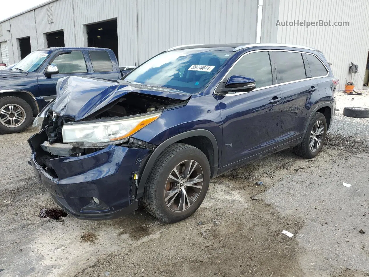 2016 Toyota Highlander Xle Blue vin: 5TDKKRFH4GS140578