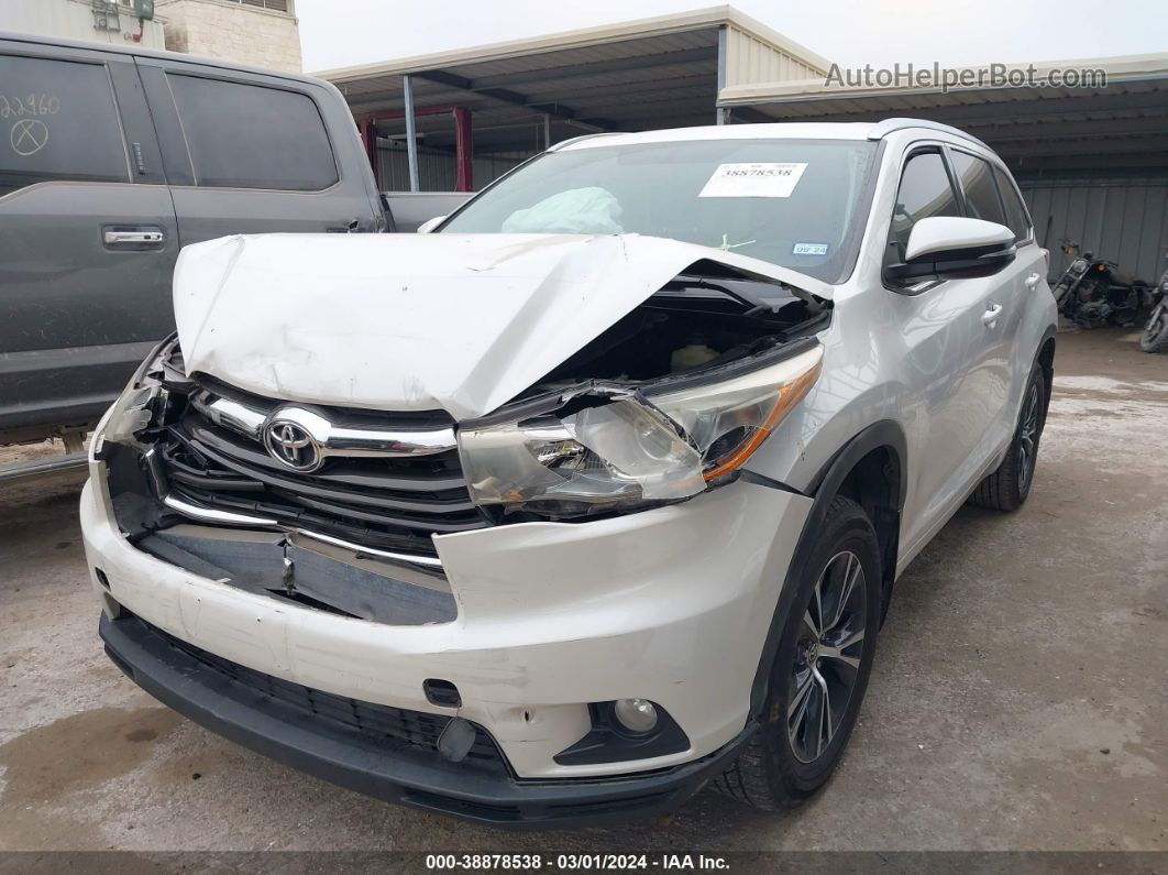 2016 Toyota Highlander Xle V6 White vin: 5TDKKRFH5GS160614