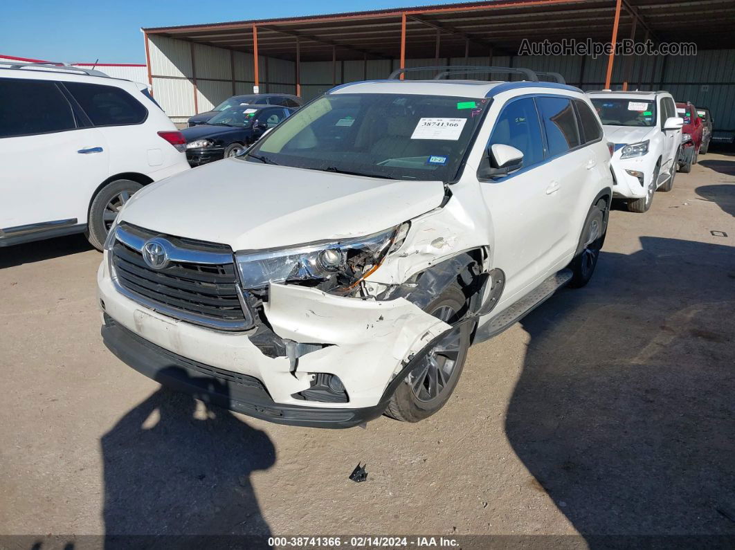 2016 Toyota Highlander Xle V6 White vin: 5TDKKRFH5GS504670