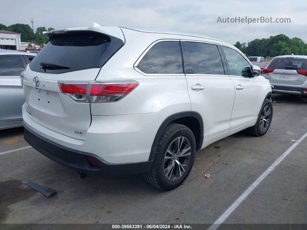 2016 Toyota Highlander Xle V6 White vin: 5TDKKRFH8GS505571