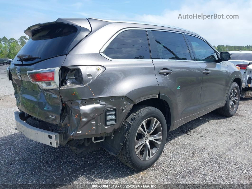 2016 Toyota Highlander Xle V6 Gray vin: 5TDKKRFHXGS128080