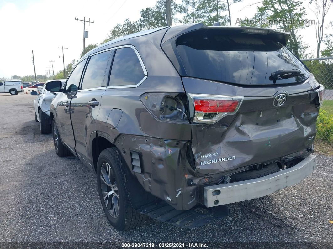 2016 Toyota Highlander Xle V6 Gray vin: 5TDKKRFHXGS128080