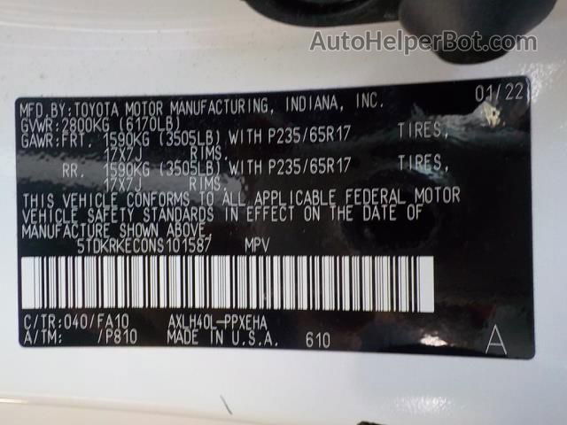 2022 Toyota Sienna Le White vin: 5TDKRKEC0NS101587