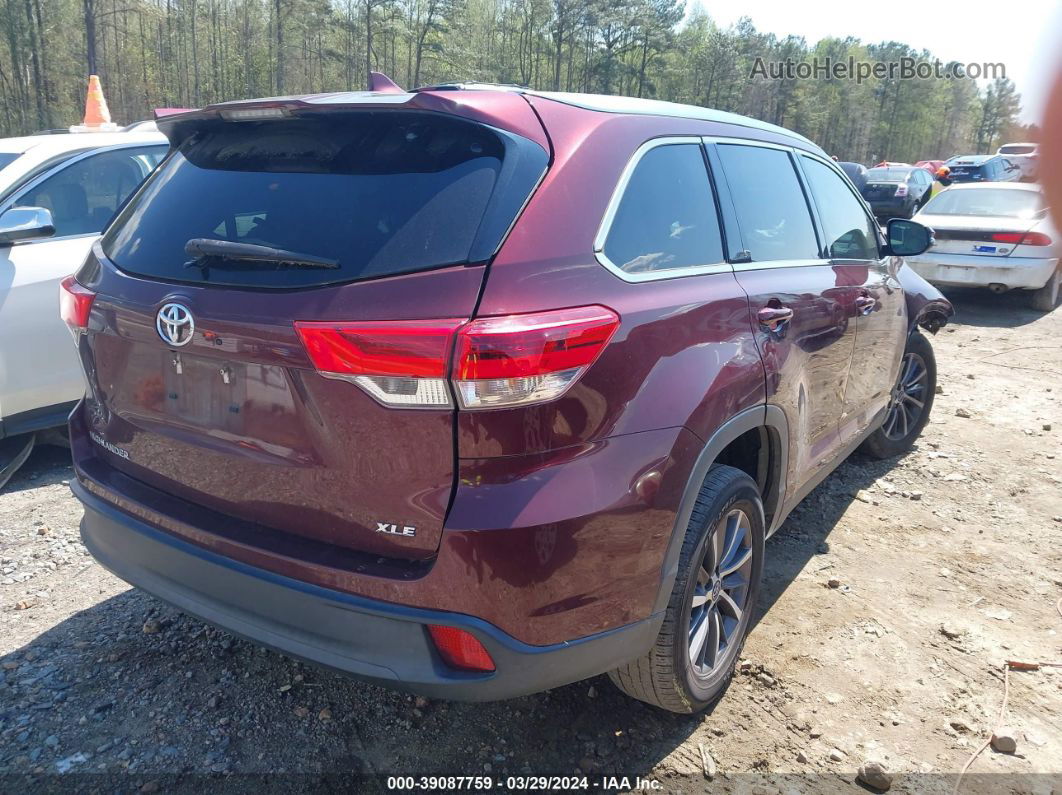 2019 Toyota Highlander Xle Red vin: 5TDKZRFH0KS290806