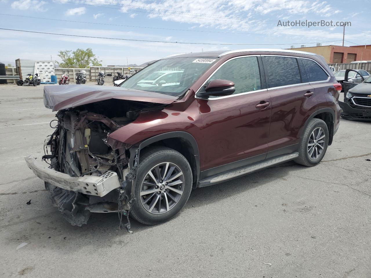 2019 Toyota Highlander Se Бордовый vin: 5TDKZRFH0KS335369