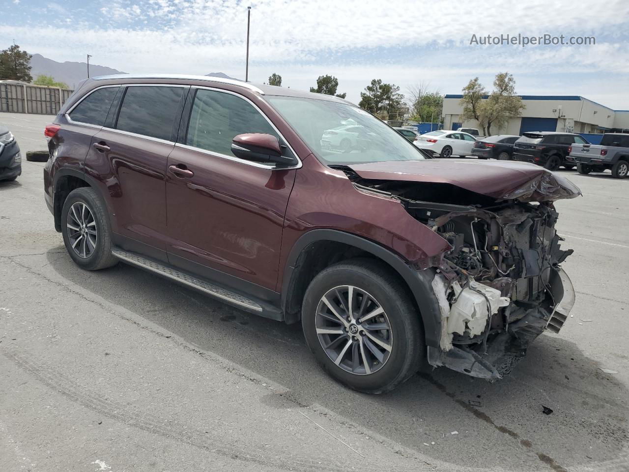 2019 Toyota Highlander Se Бордовый vin: 5TDKZRFH0KS335369