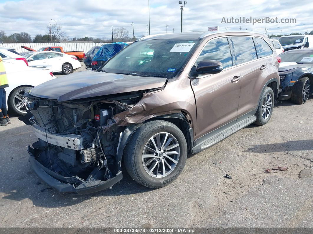 2019 Toyota Highlander Xle Brown vin: 5TDKZRFH5KS333746