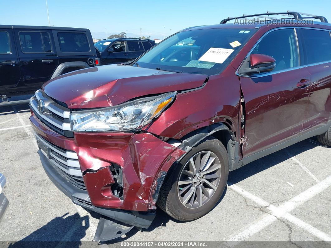 2019 Toyota Highlander Xle Burgundy vin: 5TDKZRFH8KS339492