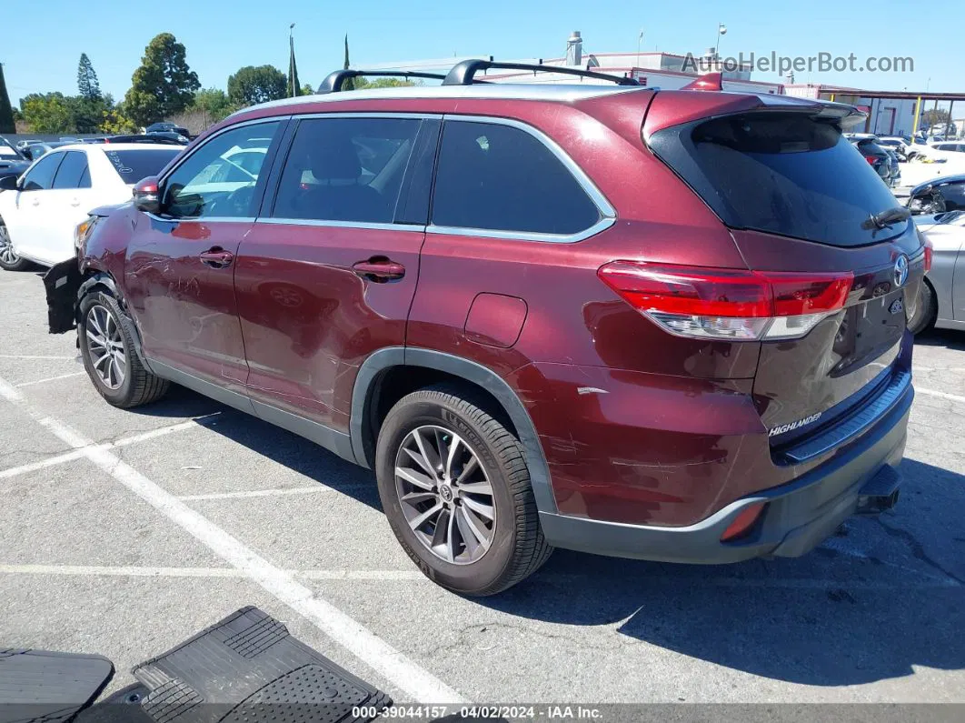 2019 Toyota Highlander Xle Burgundy vin: 5TDKZRFH8KS339492