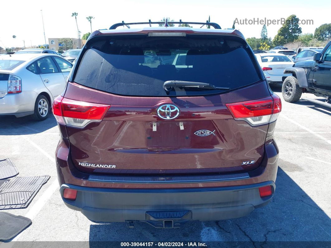 2019 Toyota Highlander Xle Burgundy vin: 5TDKZRFH8KS339492