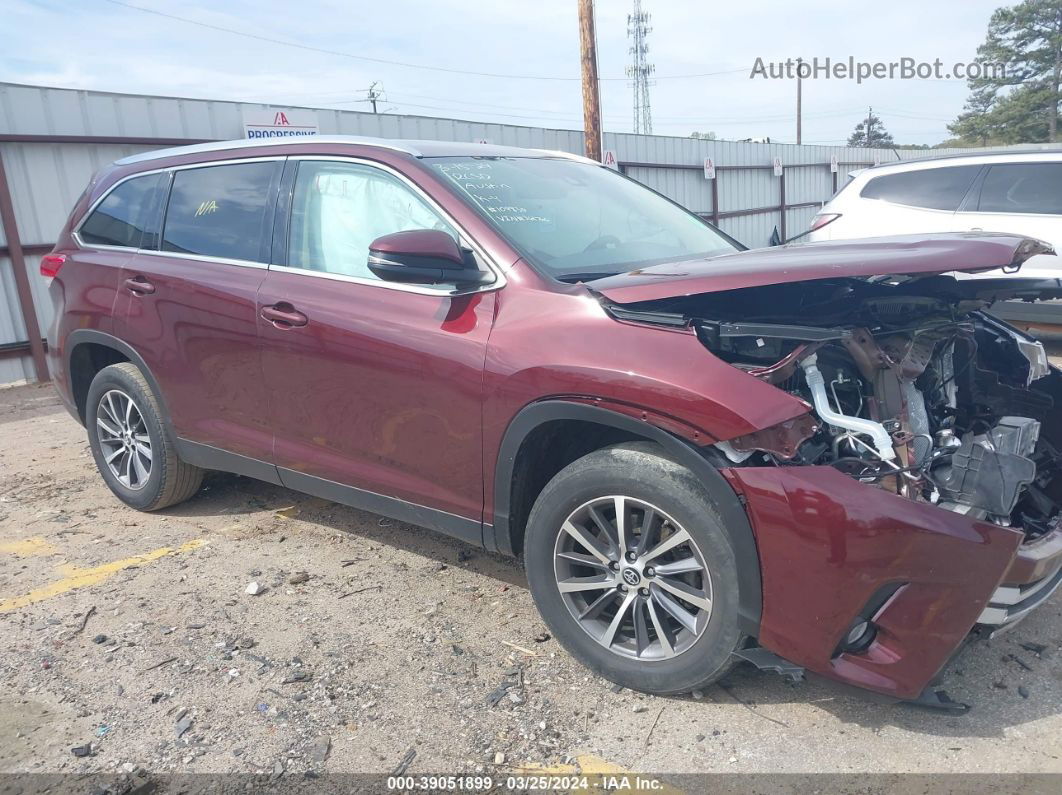 2019 Toyota Highlander Xle Burgundy vin: 5TDKZRFH8KS361766