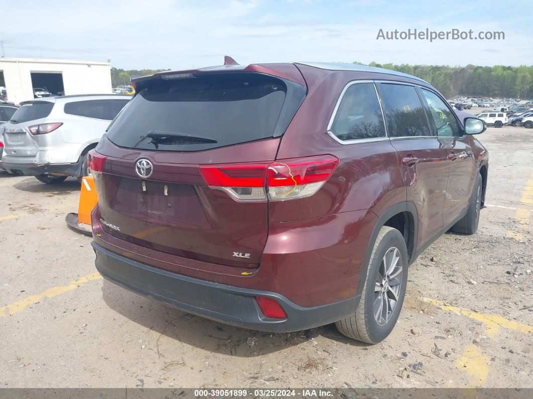 2019 Toyota Highlander Xle Бордовый vin: 5TDKZRFH8KS361766