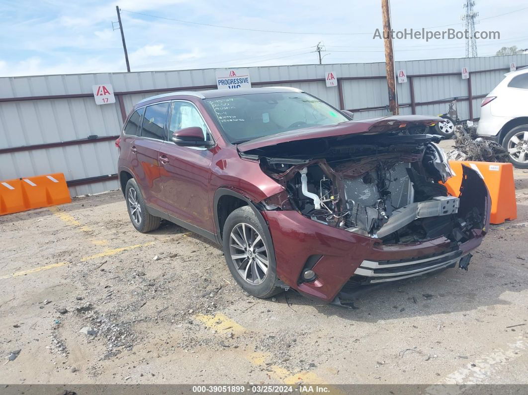 2019 Toyota Highlander Xle Бордовый vin: 5TDKZRFH8KS361766