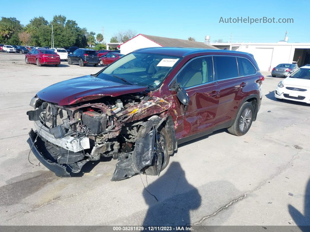 2019 Toyota Highlander Se/xle Maroon vin: 5TDKZRFH9KS303973