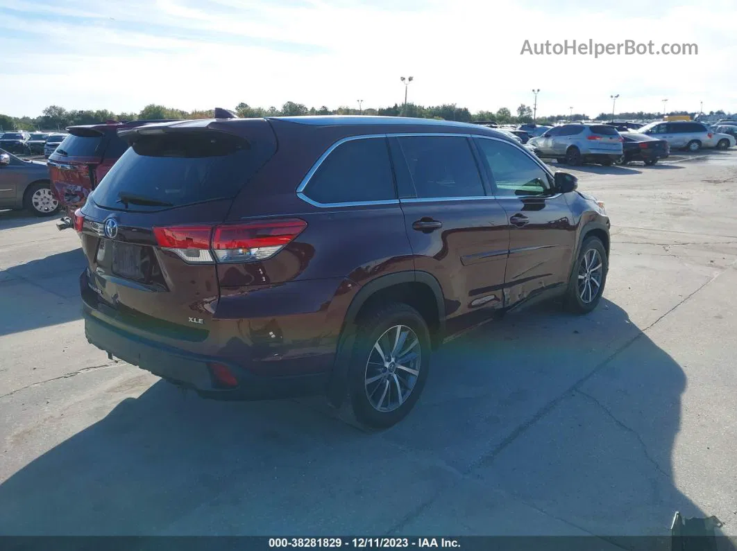 2019 Toyota Highlander Se/xle Maroon vin: 5TDKZRFH9KS303973