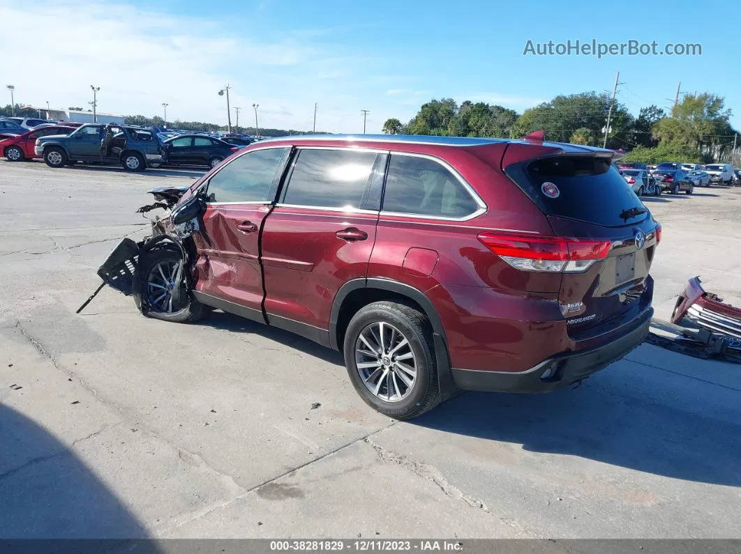 2019 Toyota Highlander Se/xle Maroon vin: 5TDKZRFH9KS303973