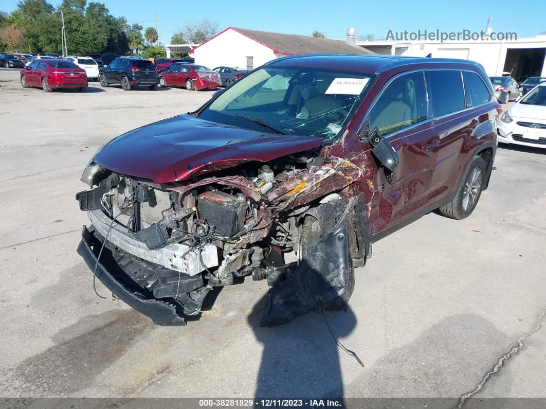 2019 Toyota Highlander Se/xle Maroon vin: 5TDKZRFH9KS303973